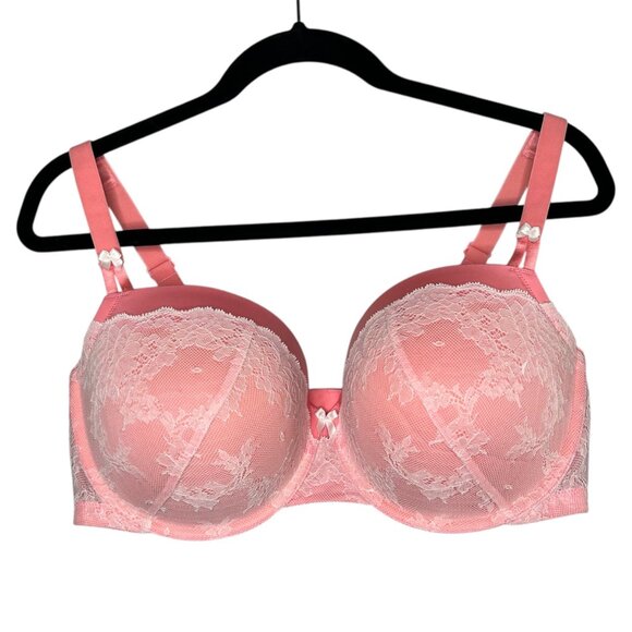 Torrid Womens 40DDD Pink Lace Underwire Push-Up Demi Bra - Picture 1 of 7